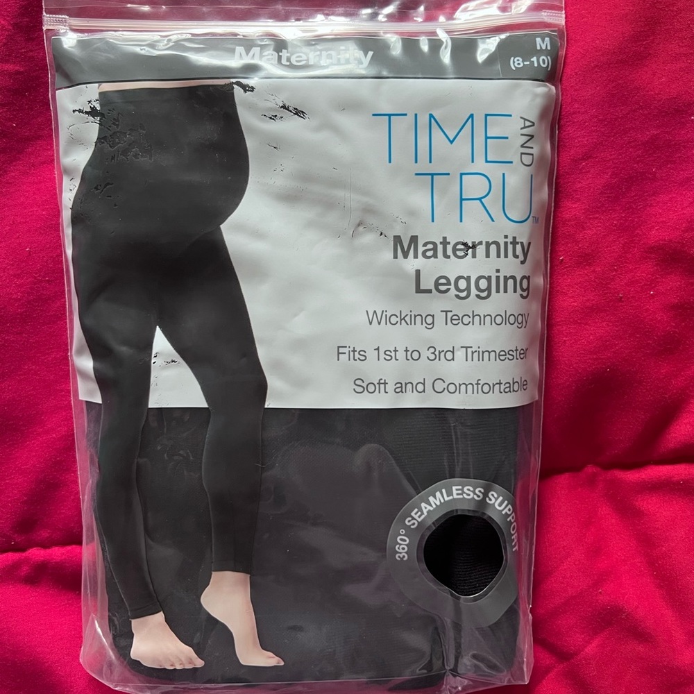 NWT Time and True Black Maternity Leggings Size Med 8-10